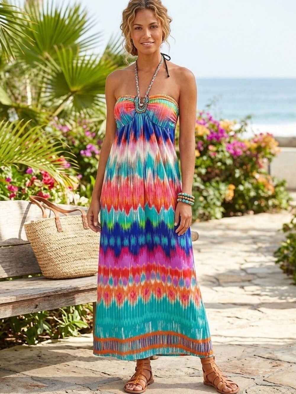 Strapless Summer Maxi Dress Size XL